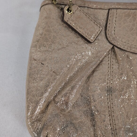 Coach Gold Chain Convertible Wristlet Purse Shoulder Bag Wallet Leather Glitter - Picture 4 of 16